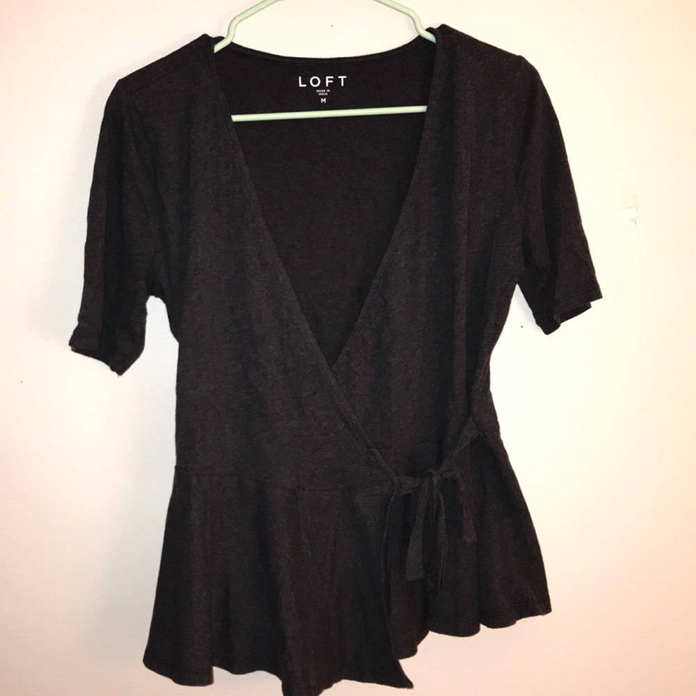 dark grey wrap top